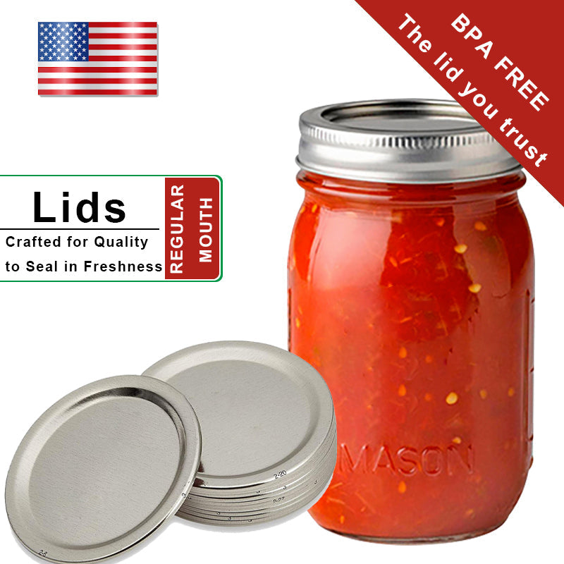 Mason Jar Deksels 100 Stuks - Regular Mouth 70mm, Herbruikbaar En Lekbestendig
