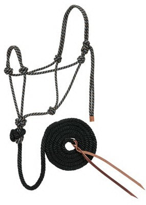 Weaver Diamond Braid Rope Halter and Lead (Black Tan White)