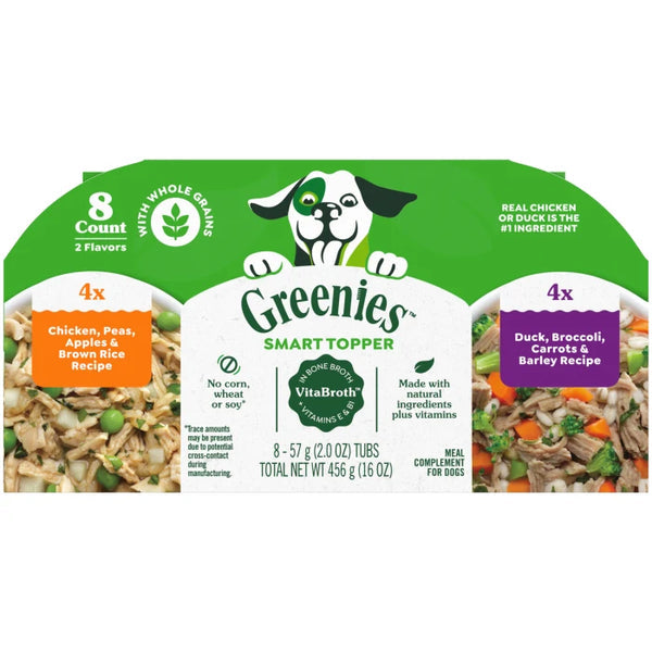 Greenies Smart Topper Wet Mix-In for Dogs, Chicken with Peas & Duck Variety Pack (2 oz - 8 Trays)