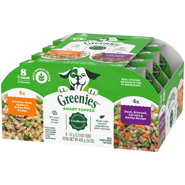 Greenies Smart Topper Wet Mix-In for Dogs, Chicken with Peas & Duck Variety Pack (2 oz - 8 Trays)