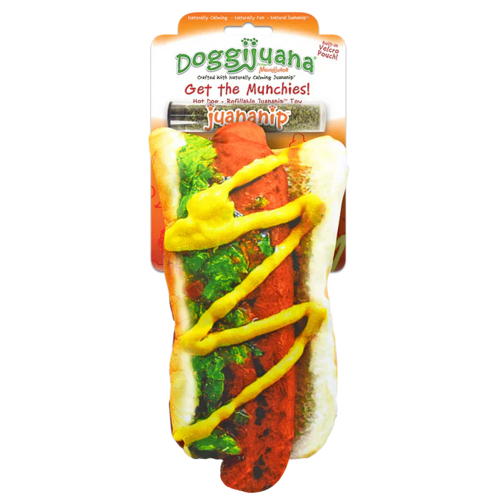 Doggijuana Get the Munchies Refillable Hot Dog Toy (‎6"L x 2.5"W x 11"H)