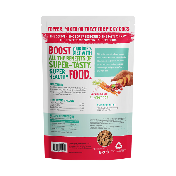 Health Extension Super Bites Freeze-Dried Raw Beef Recipe Meal Mixer for Dogs (3.5 oz)