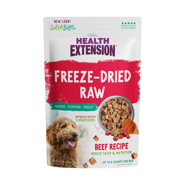 Health Extension Super Bites Freeze-Dried Raw Beef Recipe Meal Mixer for Dogs (3.5 oz)