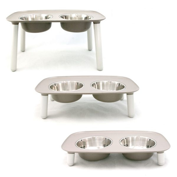 Messy Mutts Double Elevated Feeder Stainless (Light Grey)