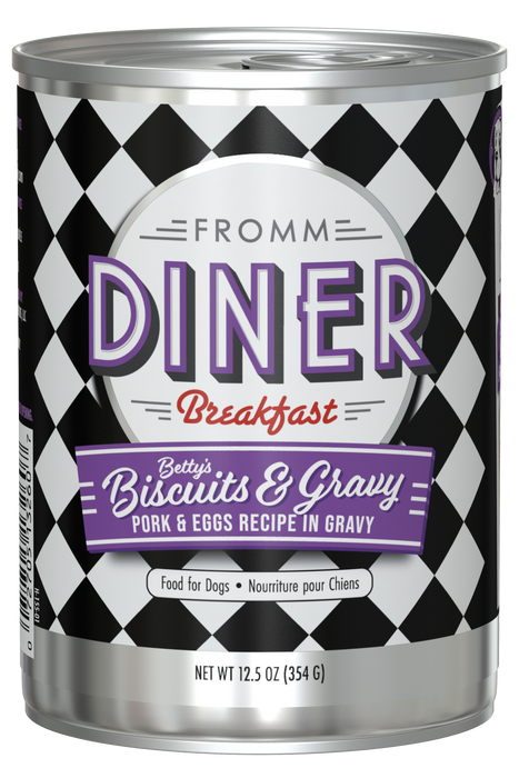 Fromm Diner Breakfast Betty's Biscuits & Gravy Pork & Eggs Recipe in Gravy Food for Dogs (12.5 oz)