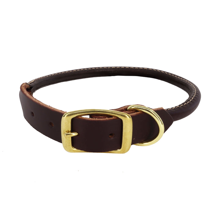 Circle T Latigo Leather Round Dog Collar with Solid Brass Hardware Tri County Feed Service