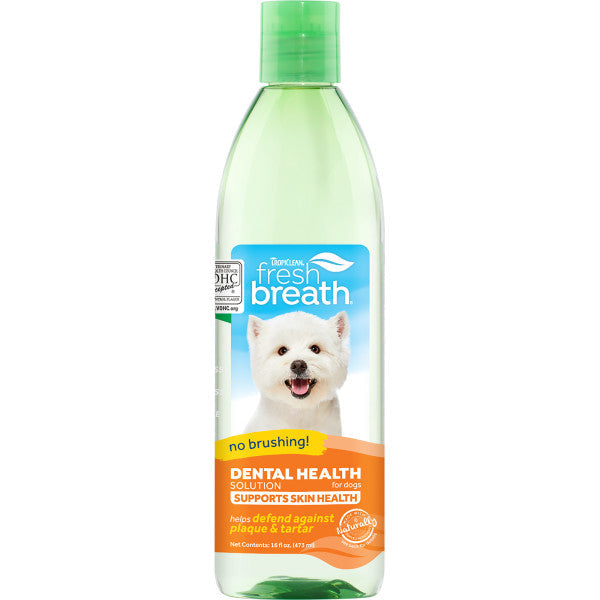 TropiClean Fresh Breath Dental Health Solution Supports Skin Health for Dogs (16-oz)