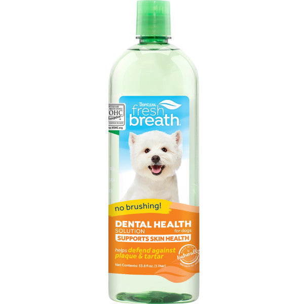 TropiClean Fresh Breath Dental Health Solution Supports Skin Health for Dogs (16-oz)