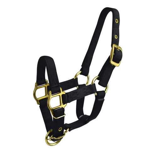 Hamilton 3/4 Miniature Deluxe Nylon Halters with Adjustable Chin Strap Black Pony