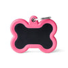 MyFamily Hushtag Big Black Aluminum Bone ID Tag with Pink Rubber