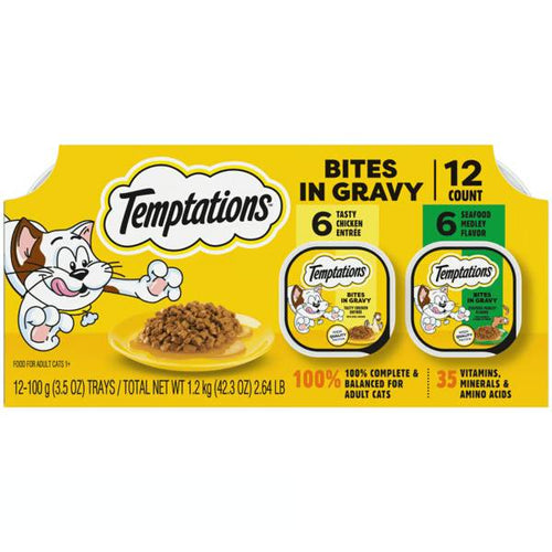 Temptations Tasty Chicken and Seafood Medley Bites in Gravy Variety Pack Wet Cat Food