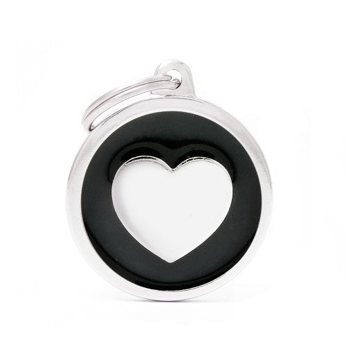 MyFamily Classic Big Black Circle with Heart ID Tag