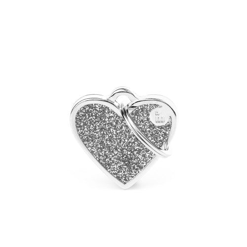 MyFamily Shine Small Grey Glitter Heart ID Tag