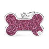MyFamily Shine XL Pink Glitter Bone ID Tag
