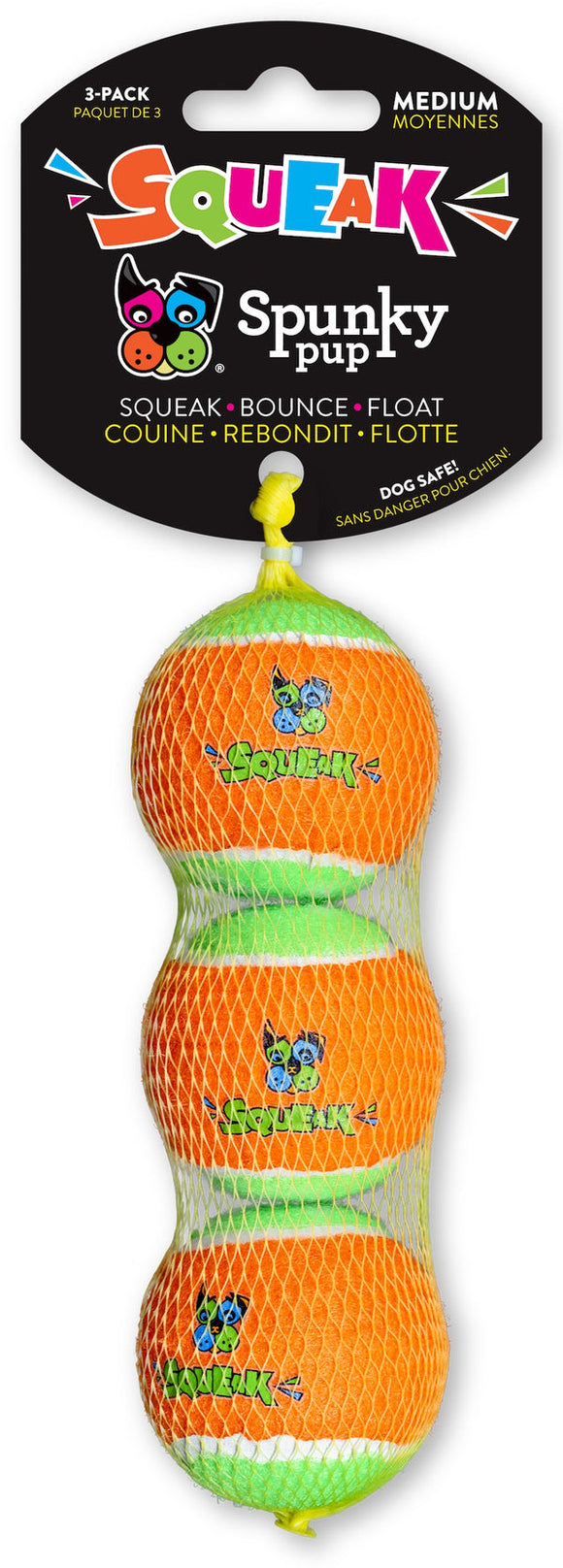 Spunky Pup Squeaky Tennis Balls Dog Toy