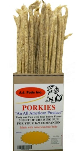 J.J. Fuds Porkies Bacon 3 Foot Chew Dog Treat