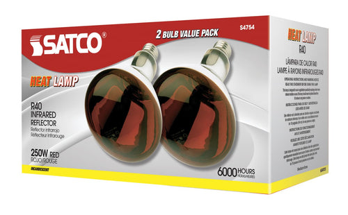 Satco 250R40/HR/2PK Red Heat Lamp