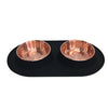 Messy Mutts Double Silicone Dog Feeder with Copper Colored Bowls, 1.5 Cups Per Bowl