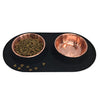 Messy Mutts Double Silicone Dog Feeder with Copper Colored Bowls, 1.5 Cups Per Bowl