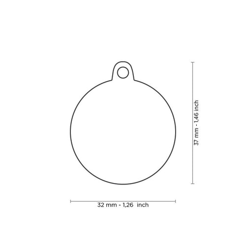 MyFamily Classic Big Black Circle with Paw ID Tag