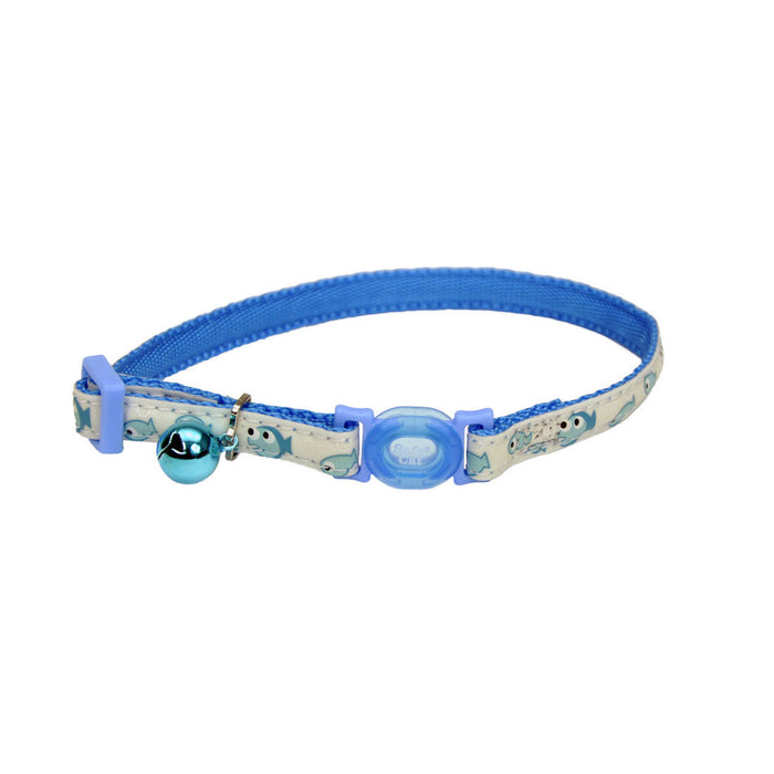 Coastal Pet Safe Cat Glow in the Dark Adjustable Breakaway Collar (3/8" x 08"-12", Glowing Blue Fish)
