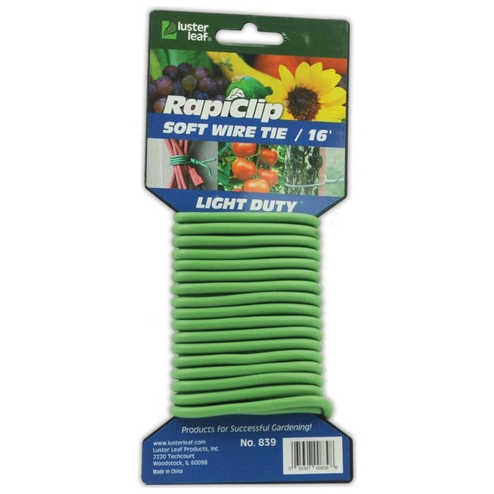 LUSTER LEAF RAPICLIP LIGHT DUTY SOFT WIRE TIE (16 FT, GREEN)