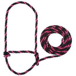 Cattle Halter, Pink/Black Poly Rope, 7-Ft.