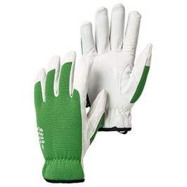 Kobalt Leather Garden Gloves, Green & White Goatskin, Women's S