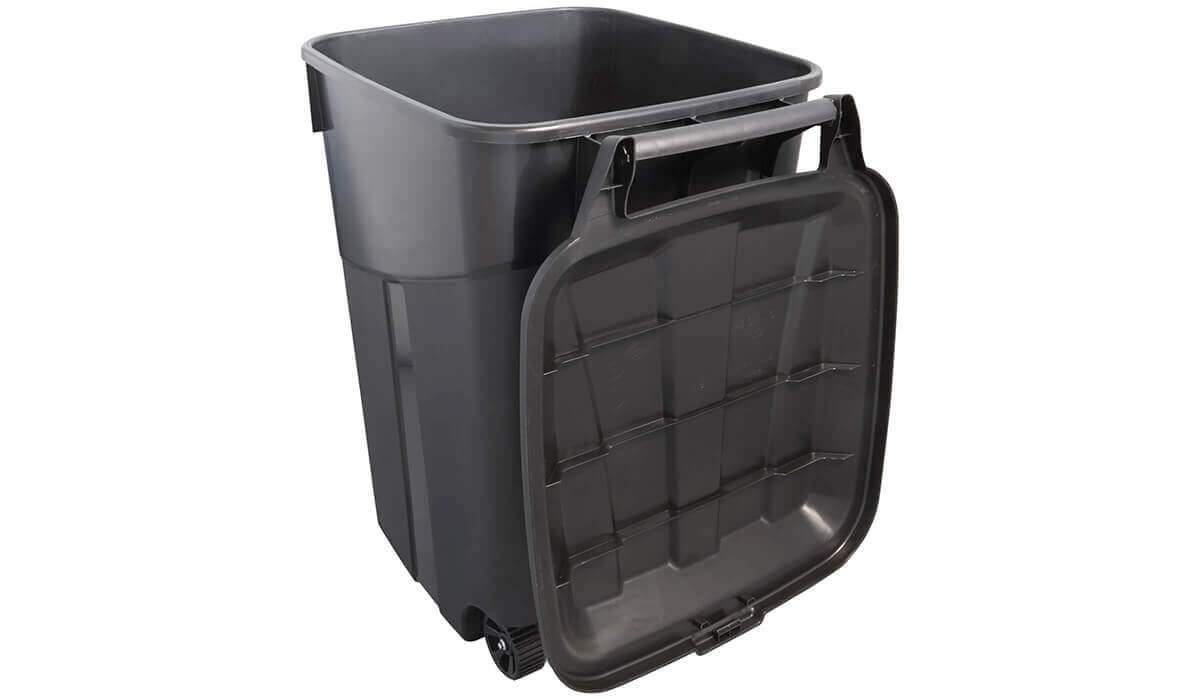 Wheeled Trash Cart, Black, 45 Gallons