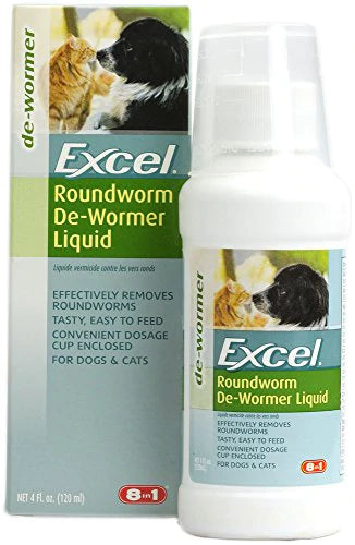 8 in 1 Excel Roundworm Dewormer Liquid for Dogs