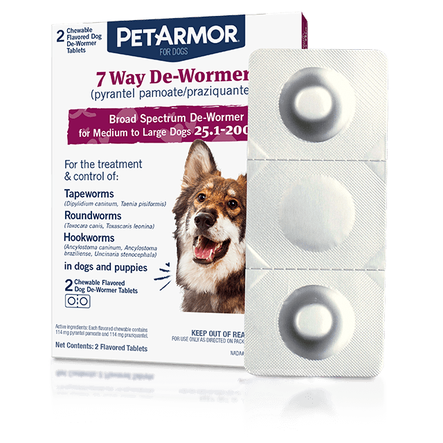 PetArmor® 7 Way De-Wormer (Pyrantel Pamoate and Praziquantel) for Medium and Large Dogs